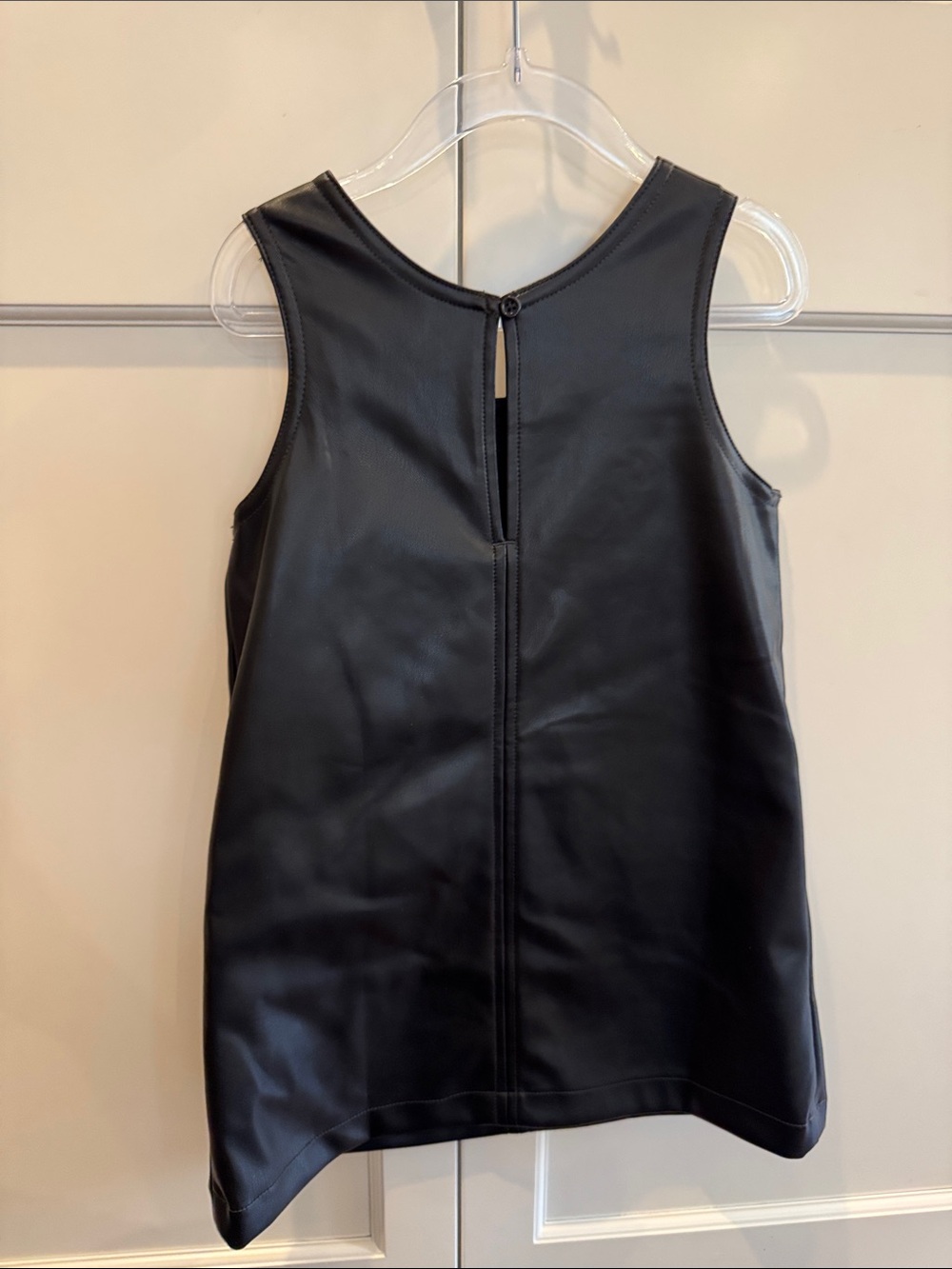 Baby Gap Black Vegan Leather Jumper Dress Size 4 | Faux Leather Sleeveless Dress - Picture 9 of 15